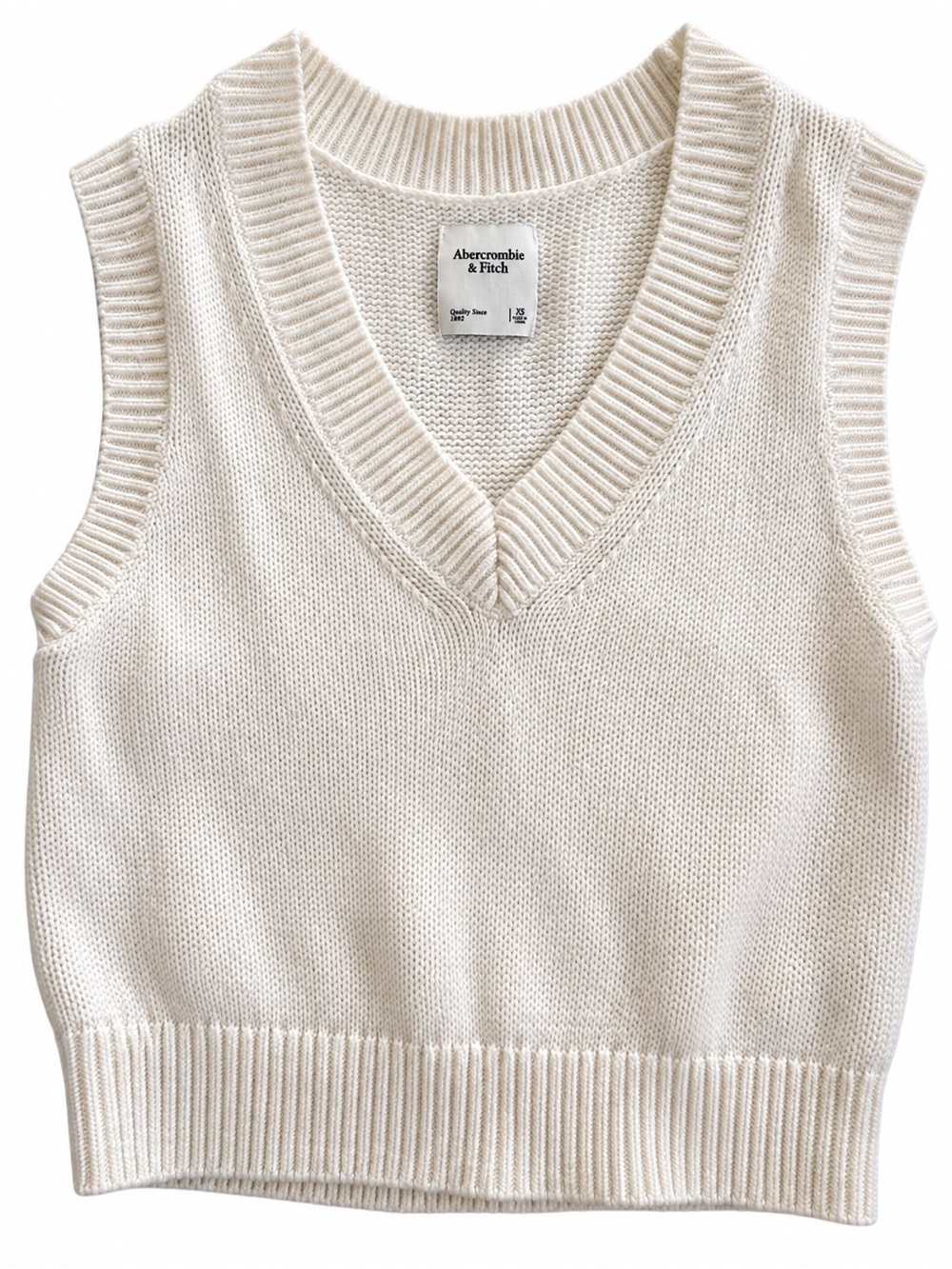 Abercrombie & Fitch Cream V-Neck Sweater Vest XS Women’s Preppy